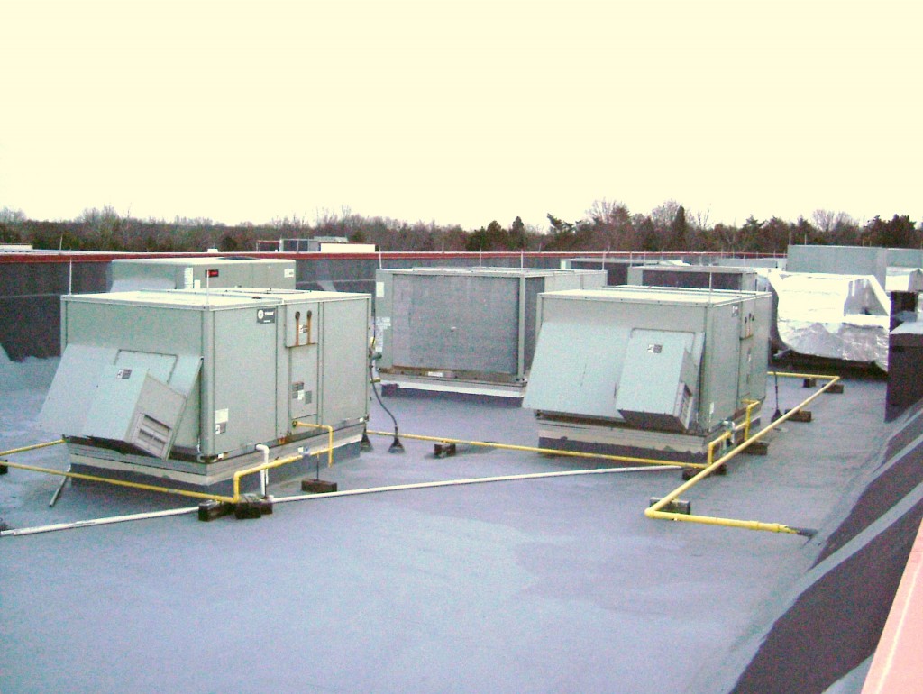 Rooftop equipment on a commercial building