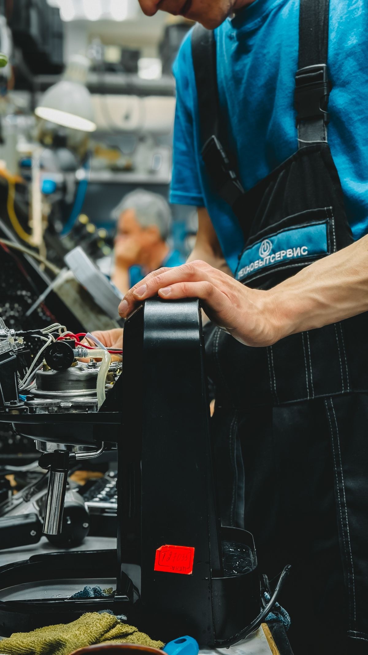 Technician working on a home appliance